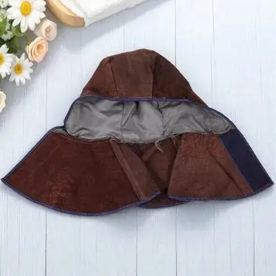 جلد البقر لحام واقية هود قبعات الرقبة الكتف ثنى لهب لحام قبعة دائم مقاومة للحريق