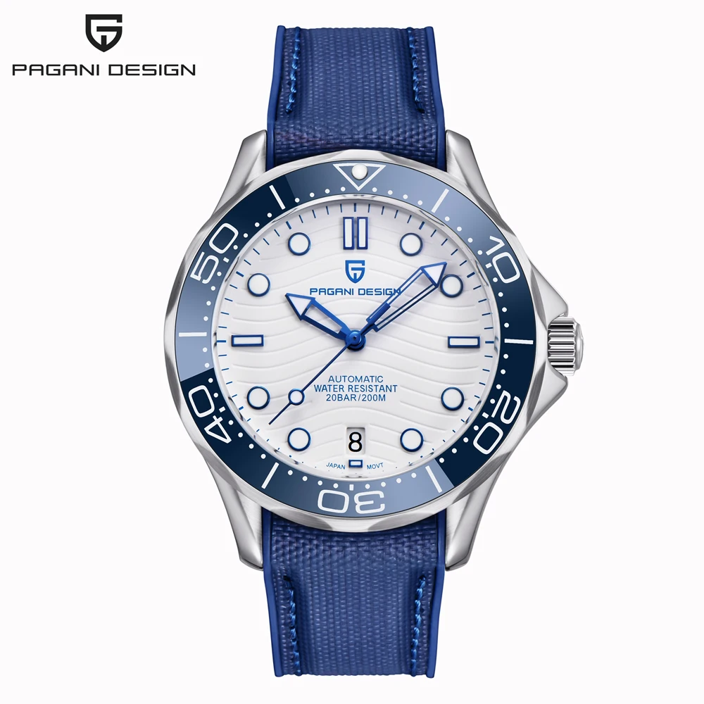 

PAGANI DESIGN Watches Classic Blue And White Luxury Mechanical Men's Watch AR Sapphire Crystal Automatic Watch For Men Luminous