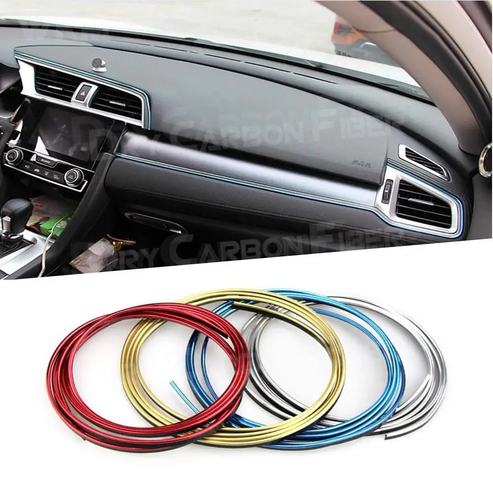 100cm Interior Decoration Strip Line Moulding Trim Door Dashboard Edge Universal Auto Chrome Strip DIY Car Styling Accessories