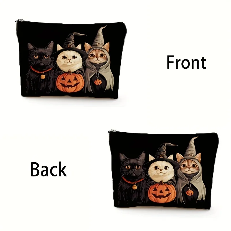 A Halloween makeup bag - cute multifunctional zipper pouch, jewelry storage bag, perfect travel zipper small storage pouch.
