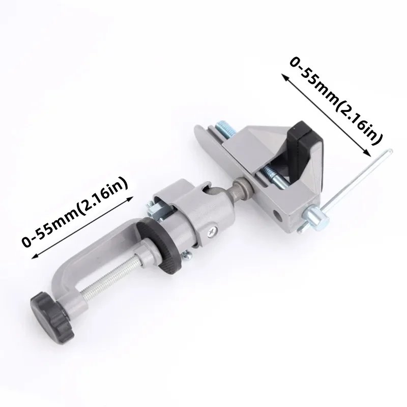 New 2-In-1 360 Degree Rotating Table Vise Multifunctional Aluminium Alloy Swivel Bench Clamp Electric Drill Stand Rotating Tool