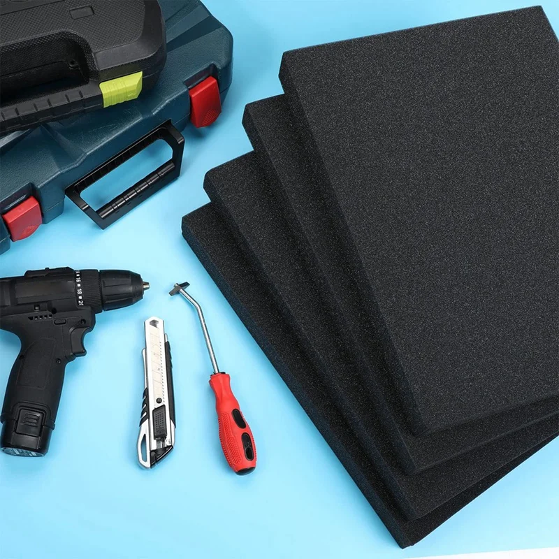 Almohadillas de espuma de poliuretano cortables, hojas de espuma, caja de herramientas de espuma artesanal, inserto de espuma para estuches, relleno de embalaje, 4 Uds.
