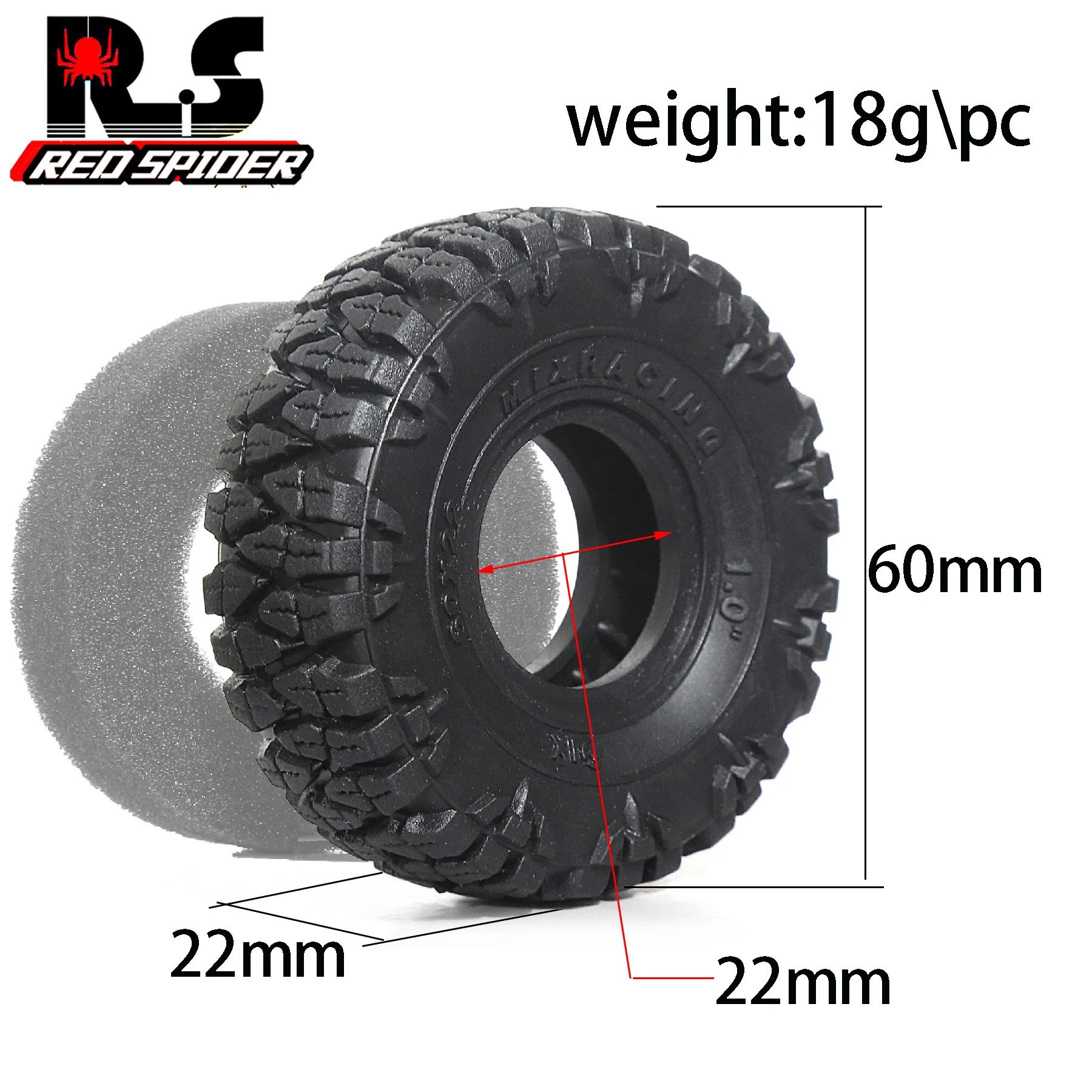 RED SPIDER 4Pcs  1.0 inch Rubber Crawler Tyre Tire Set  for 1/24 RC Crawler Car Axial  FCX24 FCX18 1/18 Traxxas  Upgrade Parts