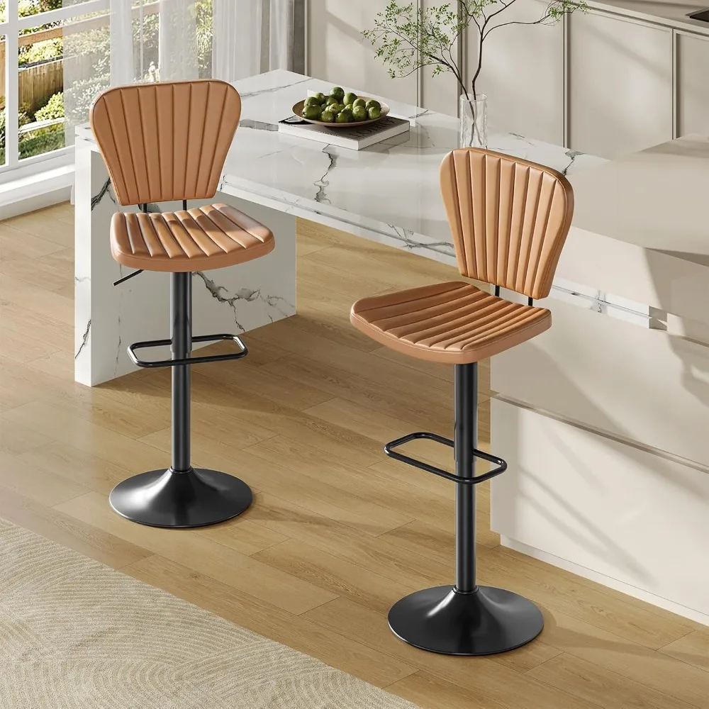 

Bar Stools,Adjustable Bar Stools Set of 2, 360° Swivel Bar Chairs with Padded Seat, Kitchen Breakfast Stools, for Kitchen
