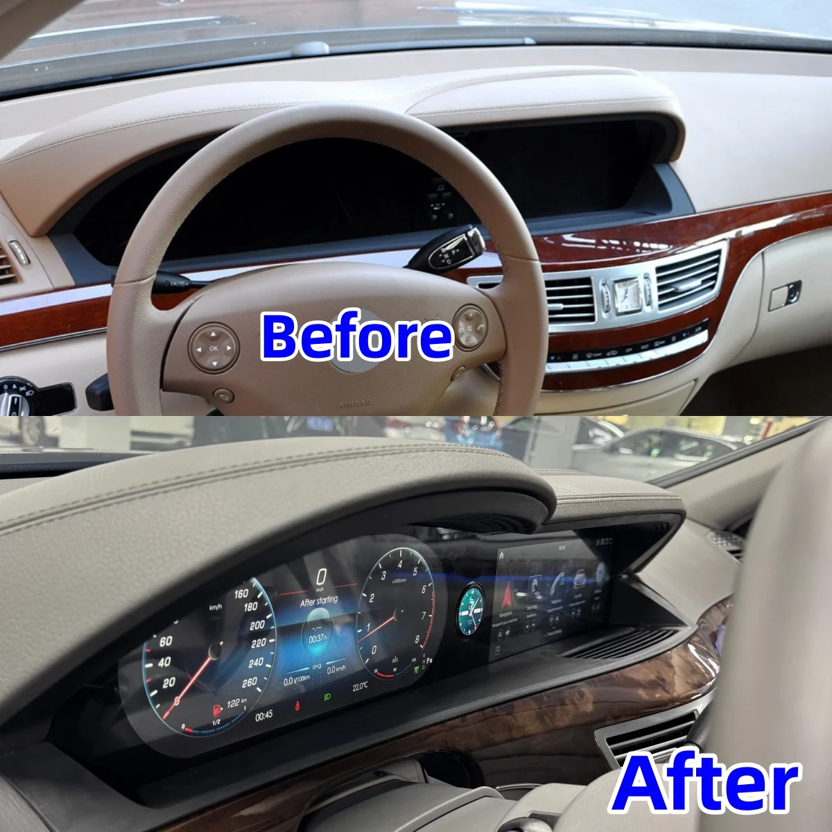 3-in-1 Integrated LCD Dual Screen For Benz S Class W221 S250 2006 - 2013 Carplay Android Auto Media Video Player GPS Car Radio