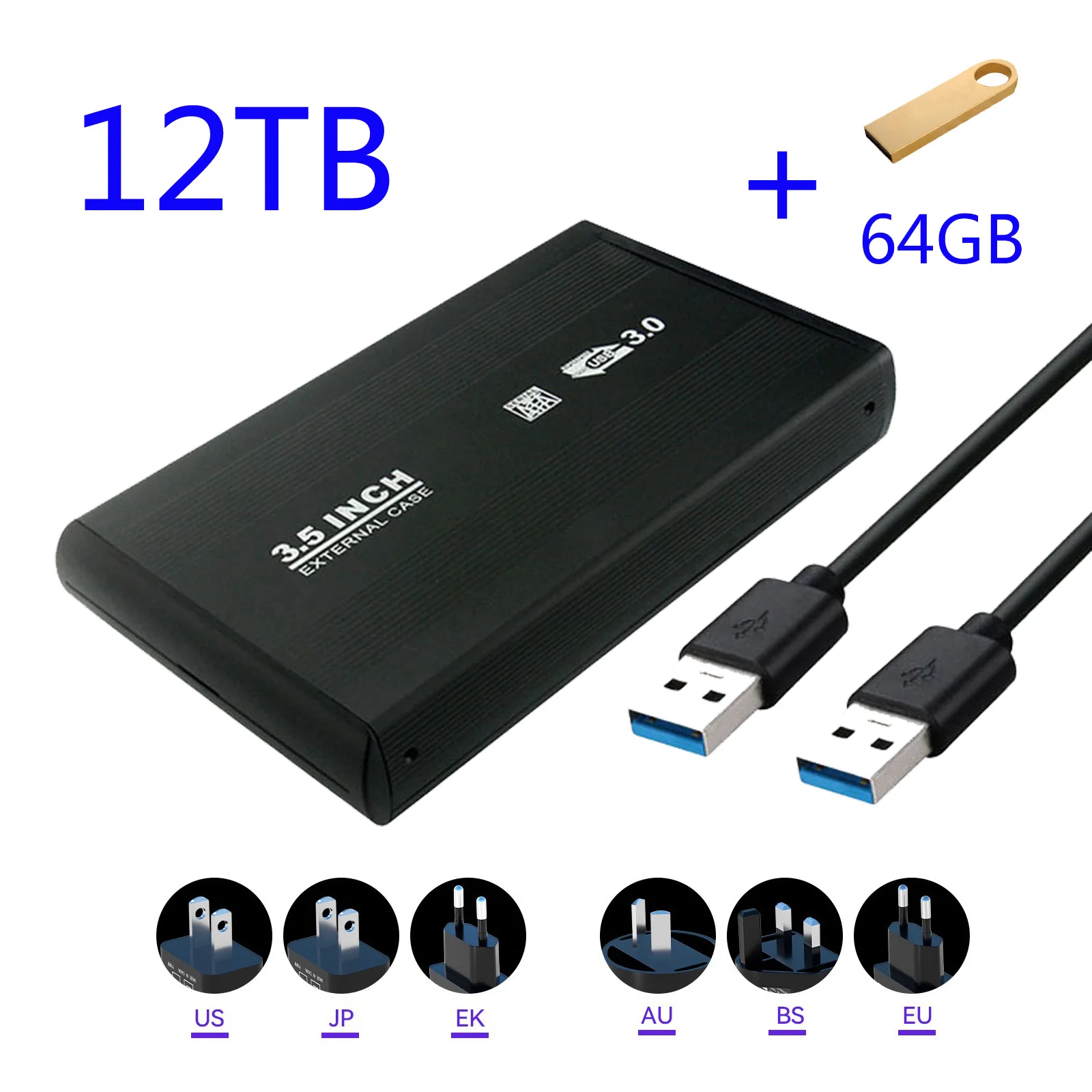 NEW 12TB Large Capacity 3.5“ External Hard Drive USB3.0 Shockproof Portable Storage Disk Send USB flash drive