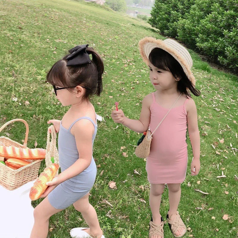 Kids Girl Clothes Summer New Sling Dress Slim Style Dresses Sweet and lovely Daily Casual Clothing for Child Girl