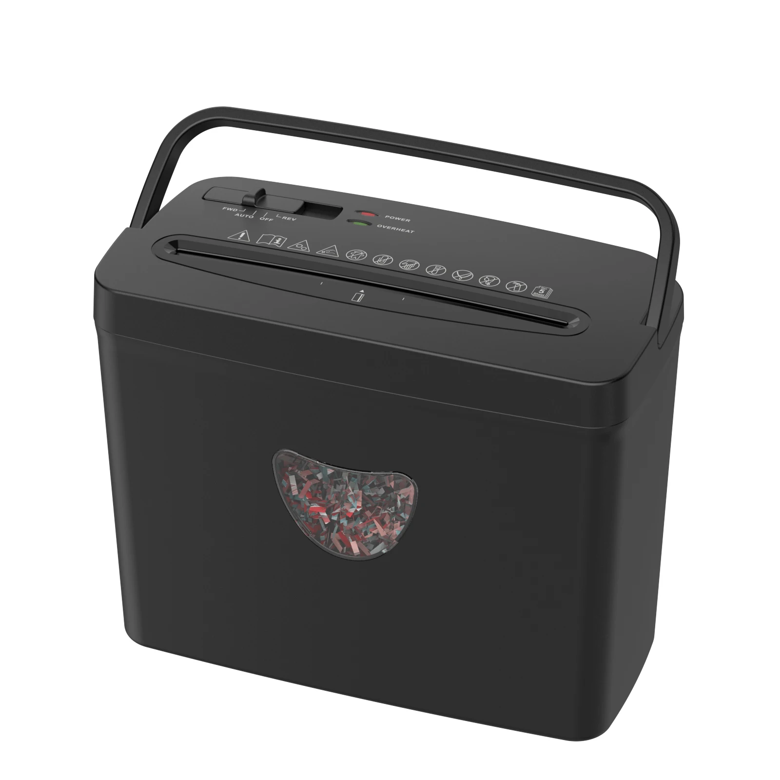 

Уничтожитель документов с перекрестной резкой на 5 листов для домашнего офиса, уровень безопасности P-4, корзина на 2,38 галлона, защита от застревания бумаги