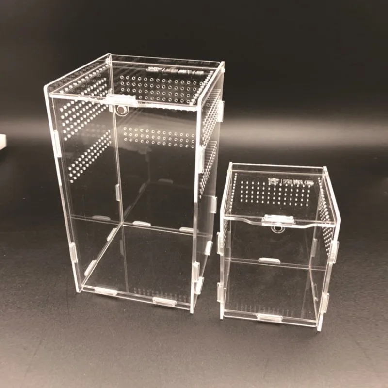 Manufacturer Processed Integrated Leakproof Reptile Box, Acrylic Feeding Enclosure for Snake and Horned Frog