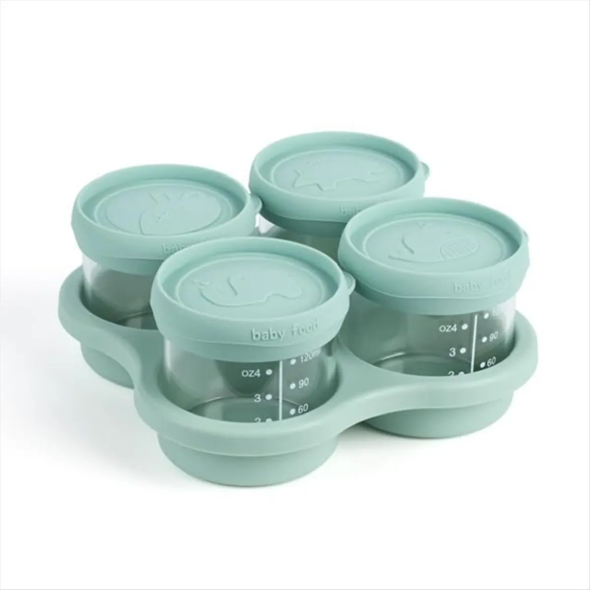 A72P Glass Children Food Containers with Silicone Lids,Children Food Storage Jars with Tray,Microwave and Dishwasher Safe
