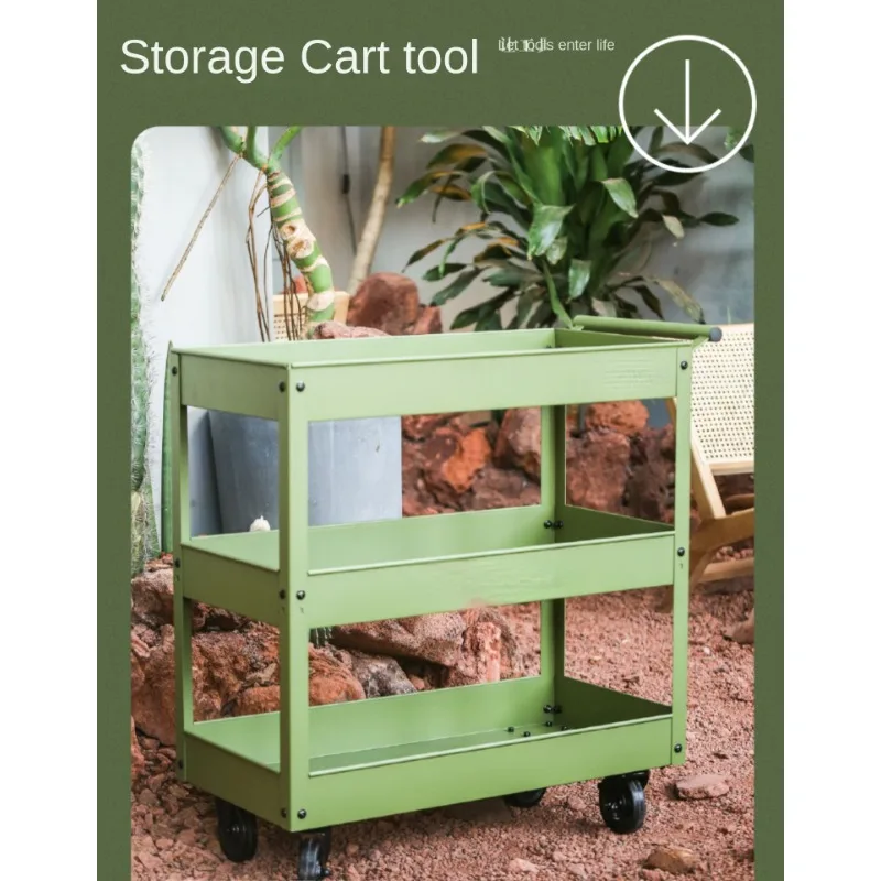 Light Luxury Coffee Shop Book Green Plant Household Movable Storage Trolley