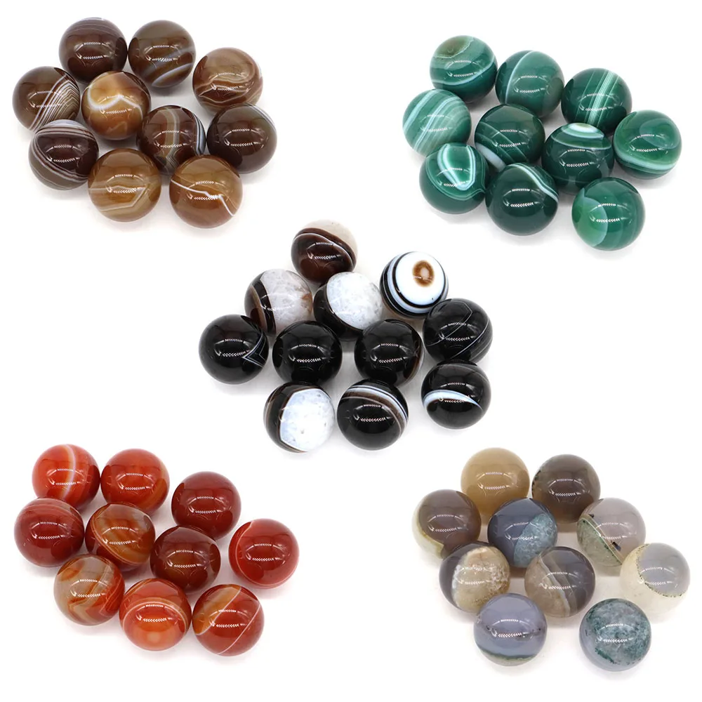 20mm Non-Porous Round Ball Natural Stone Crystal Sphere Black Gray Agate Quartz Polished Gems Globe Balls For DIY Jewelry Making