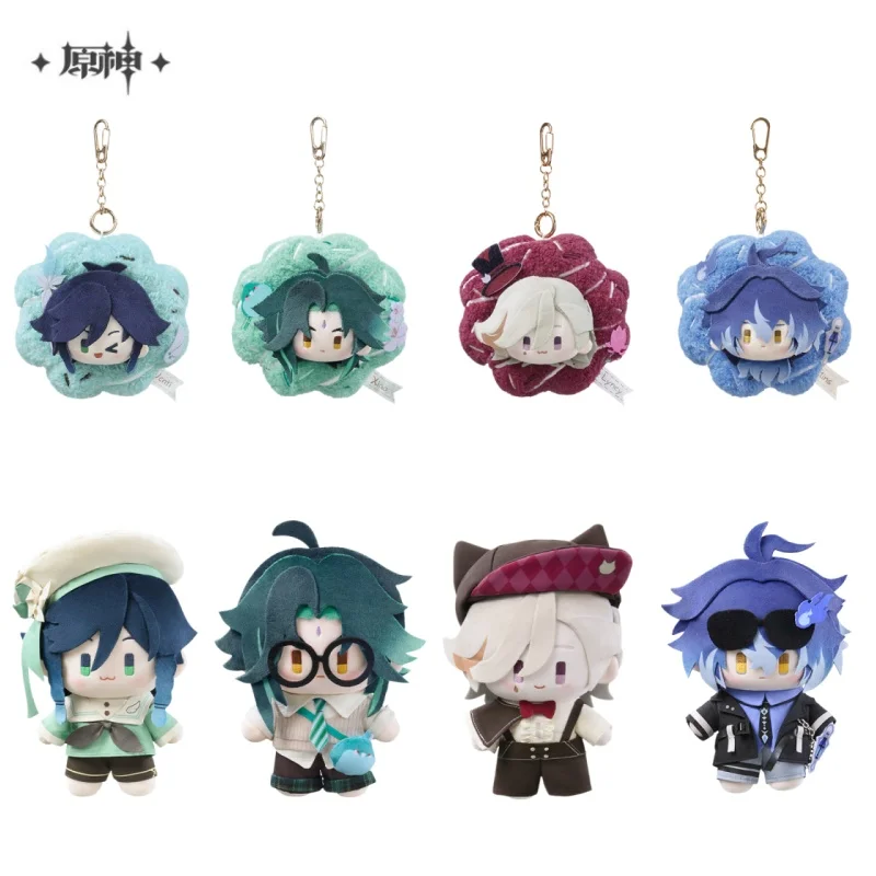 Original Genshin Impact Spring Blossom Tales Series Plush Pendant Cute 11cm Flins Xiao Venti Plush Keychain Doll Collection Deco