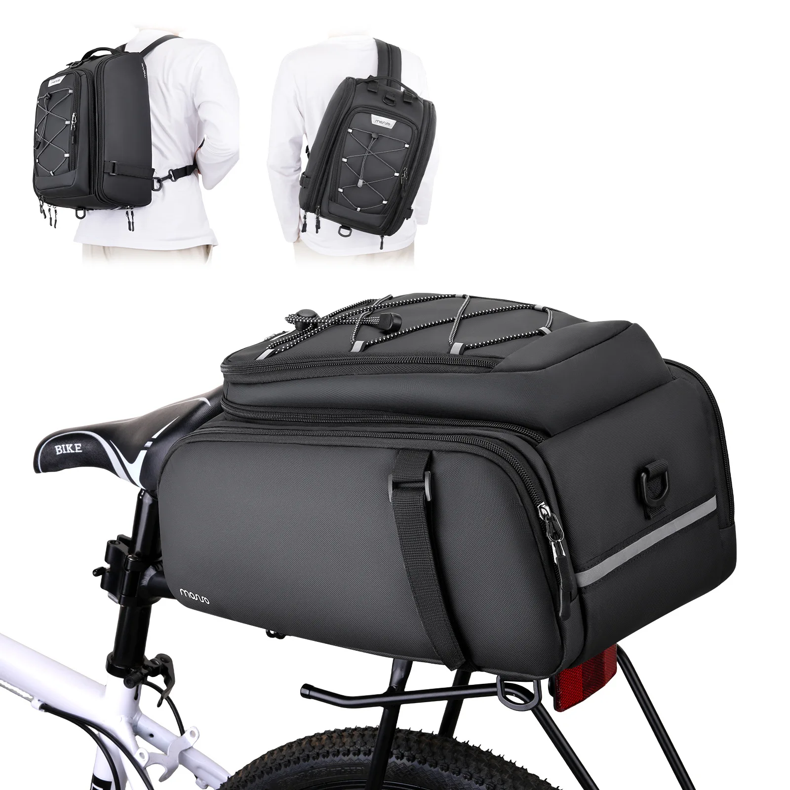 Bicycle Bag Rear Bike Rack Bag for Ebike Bicycle Rear Rack Bag Bicycle Trunk Pannier Bags for Travel Cycling Commuter Backpack