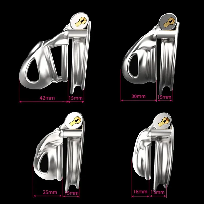 Stainless Steel Male Chastity Cage Mamba Cock Cage with Double Arc Penis Ring Adult Sex Toys Erotic Urethral Lock Penis Bondage