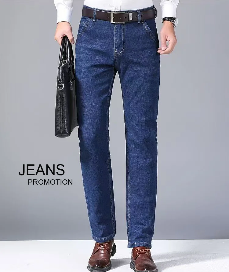 2026 New Business Men's Jeans Casual Comfortable Straight Stretch Fashion male Classic quality Blue Black Denim trousers