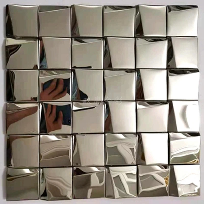 

11pcs/lot, 3D Metal Mosaic Sheet Tiles for DIY Kitchen Shower Store Showroom Background Fireplace Staircase Wall Deco