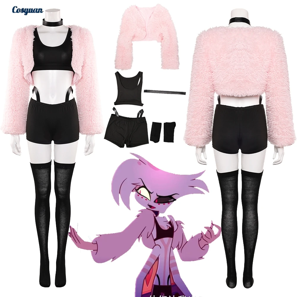 Engel Staub Cosplay TV Hell Inn Top Hosen Kleidung Frauen Party Disguise Roleplay Männlich Halloween Kostüm Karneval Outfits Anzüge