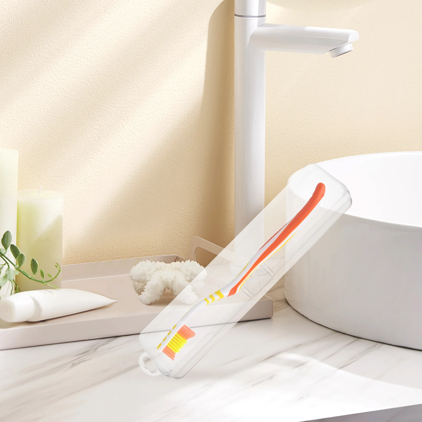 5 قطعة فرشاة الأسنان حاوية السفر مادة PP متينة تصميم شفاف سعة كبيرة حامل فرشاة الأسنان المحمولة فرشاة للمكياج #1