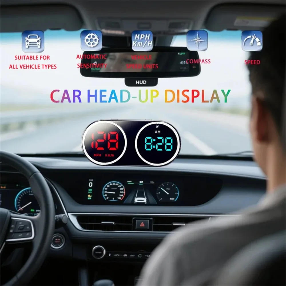 Dual-Screen Smart Car HUD Display - Real-Time Speed + Time + Direction - Eliminate Dangerous Head-Down Moments