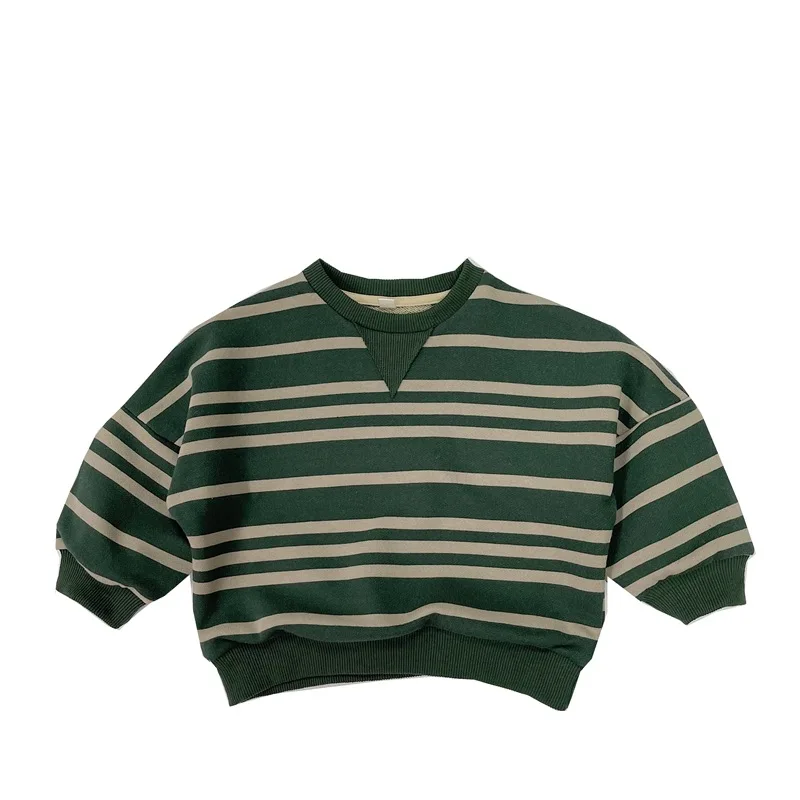 Autumn Ins Children Boys Pullovers Cotton Striped Contrast Long Sleeve Toddler Boys Sweatshirts Versatile Loose Kids Boys Shirts