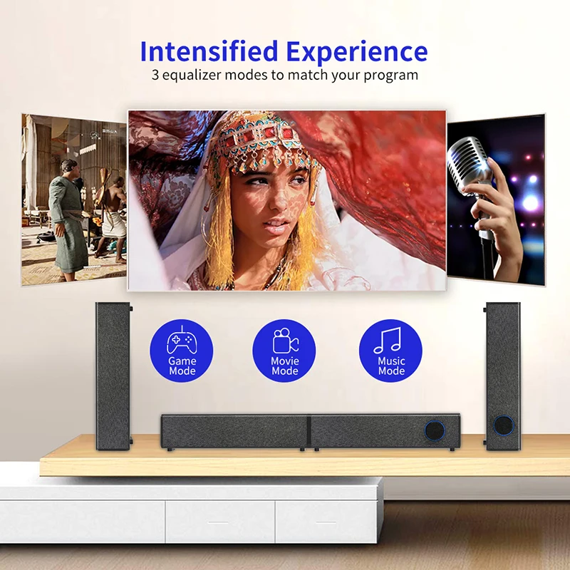 Wireless Bluetooth Sound Bar Slim Speaker Home Theatre System Sound Bar with Subwoofer Aux TV Soundbar Speaker Enter Sound Bars