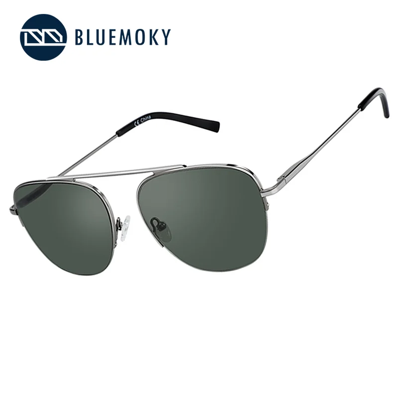 

BLUEMOKY Classic Pilot Metal Sunglasses Men Polarized UV400 Protection Square Frame For Travel Driving