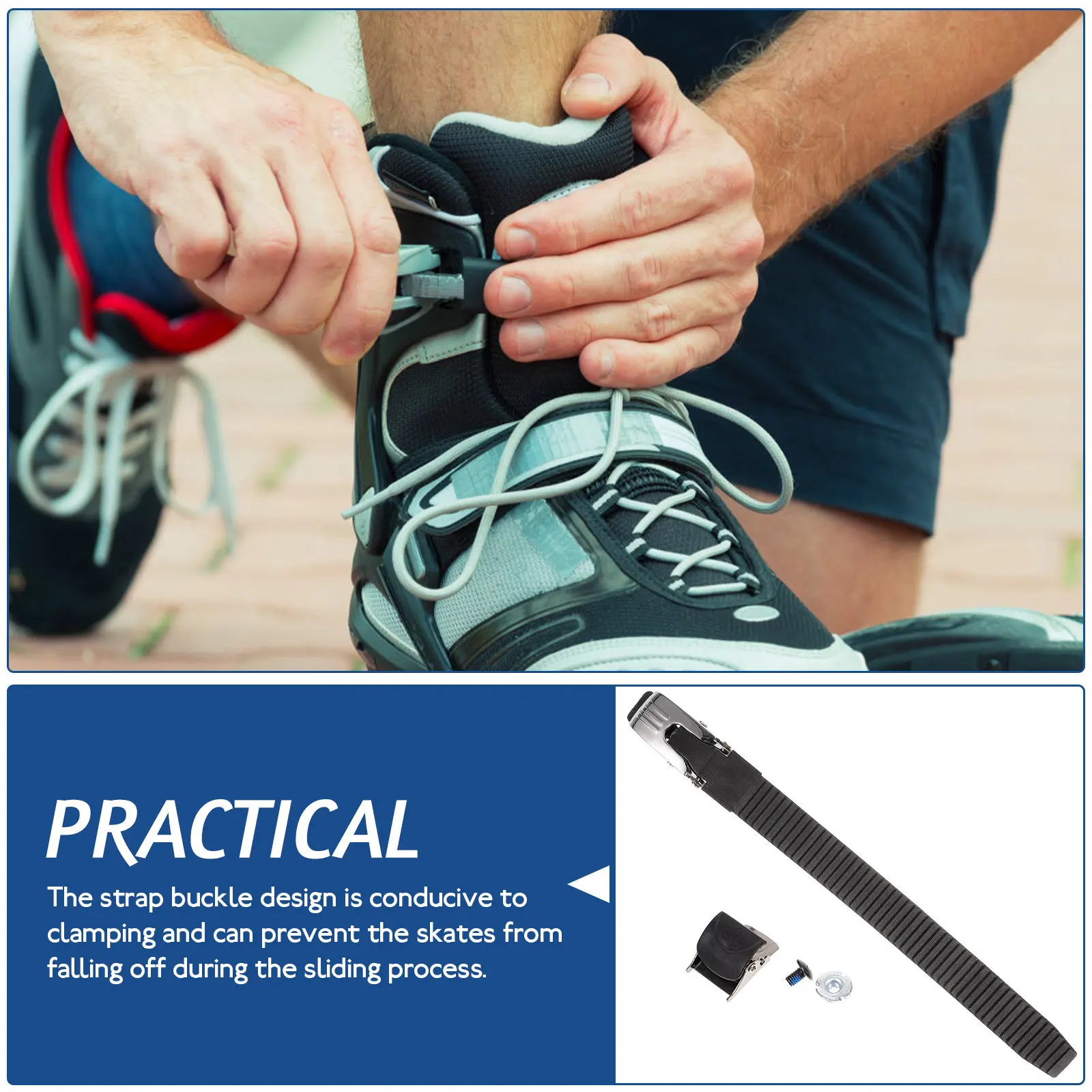 

1Set Skate Buckle Strap for Roller Skates Replaceable Skating Shoe Buckle Tpr PVC Robust Fixing Strap Secure Fit Roller Skate