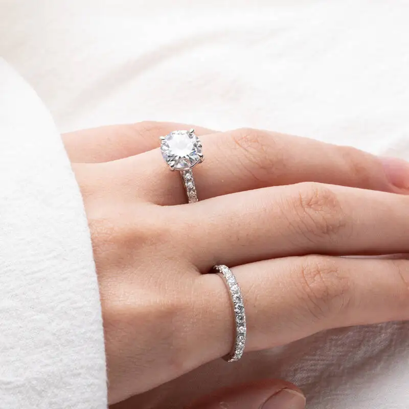 

Luxury Women Ring 925 Sterling Silver Wedding Rings Moissanite Fashion Ring SetEngagement Jewelry For Girl Bride Dress Up