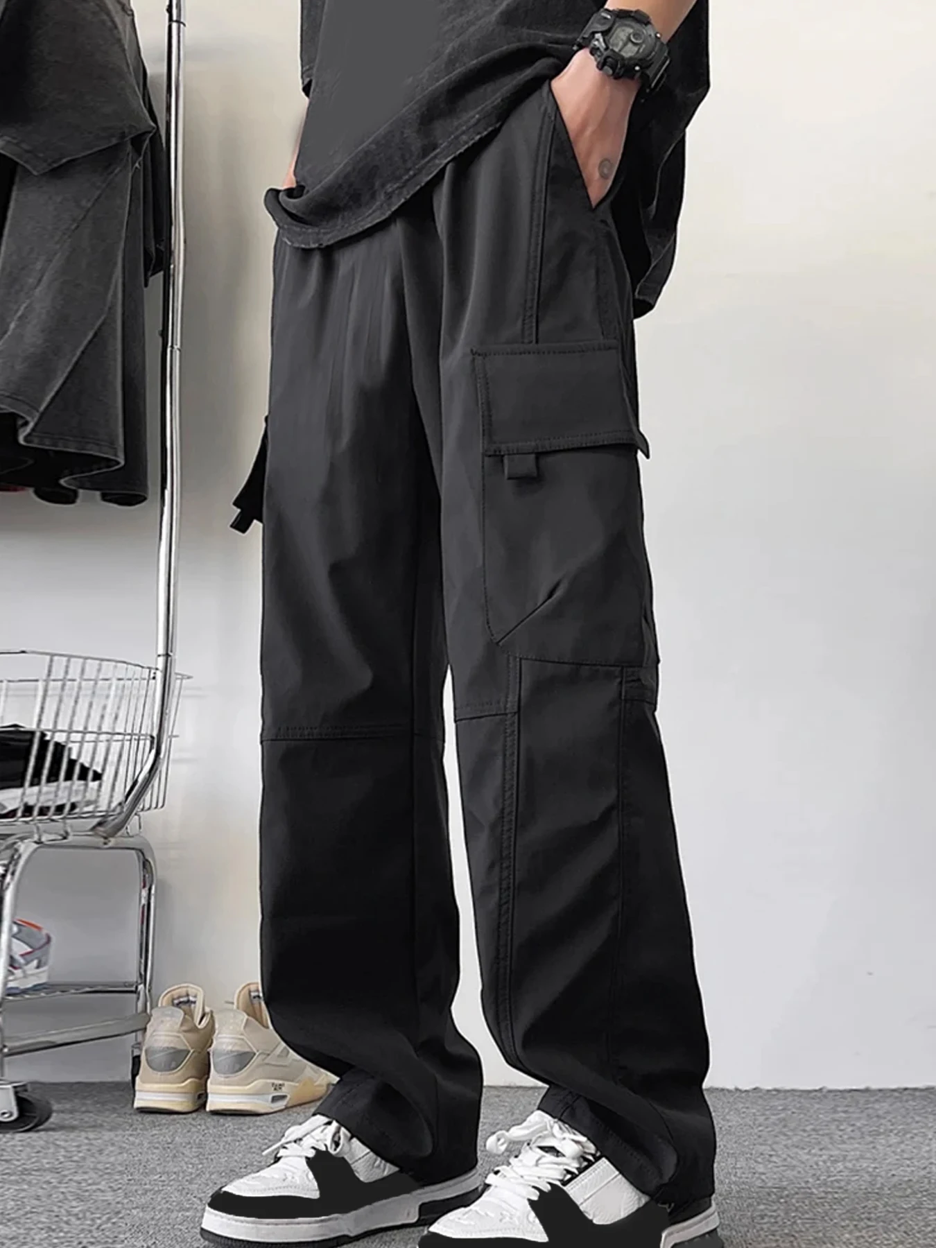 Men's Spring New Loose Trendy Versatile Cotton Couple's Hanging Wide Leg Straight Pants Casual Pants