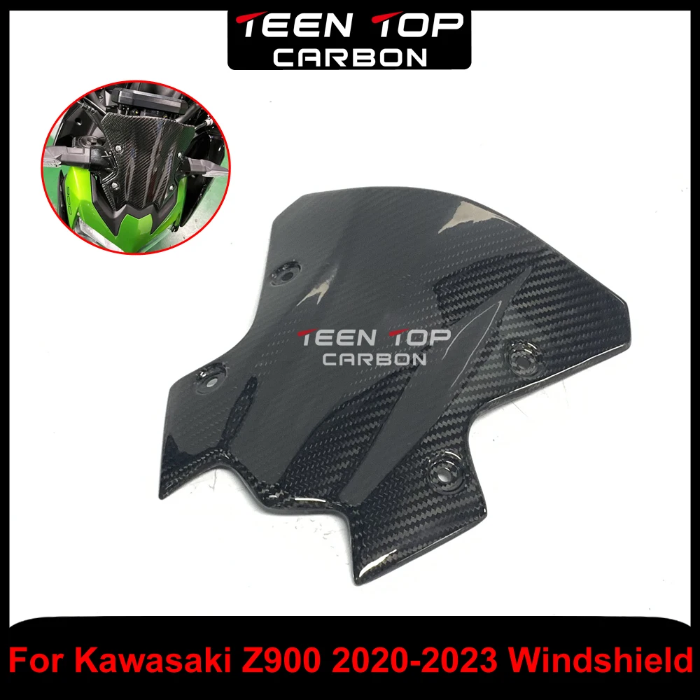 

Twill Glossy Carbonfiber Windshield Protector Cover For Kawasaki Z900 2020-2023 Windshield z900 WindScreen Deflector Real Carbon