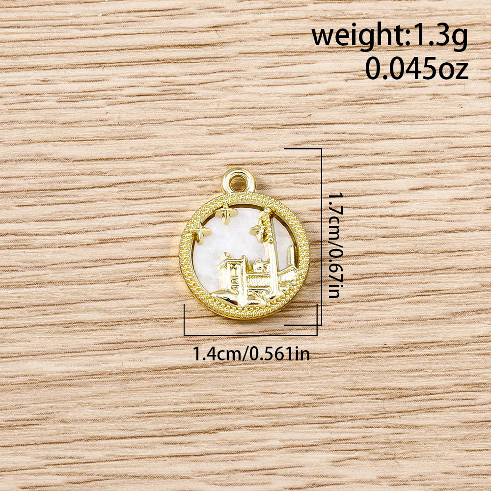 Tusember 5 Stück vergoldeter quadratischer Anhänger für Halsketten, runde Naturmuschel-Charms, DIY-Bastelzubehör für handgefertigten Schmuck – Detail 3