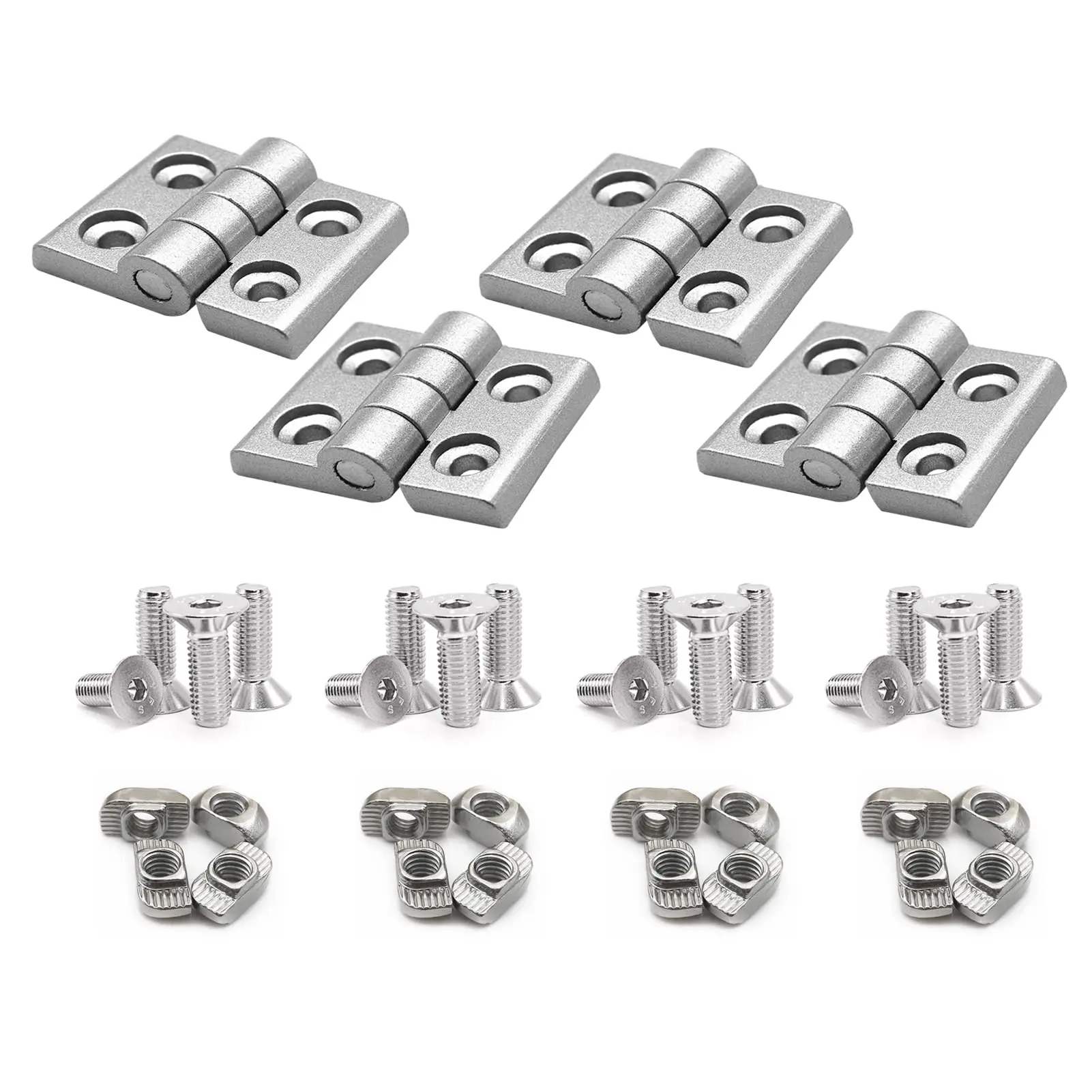 4Pcs 10 Series Aluminum Extrusion Profiles Frame Hinge Bracket with Bolts Nuts for 1010 Extruded 1 Inch Rail