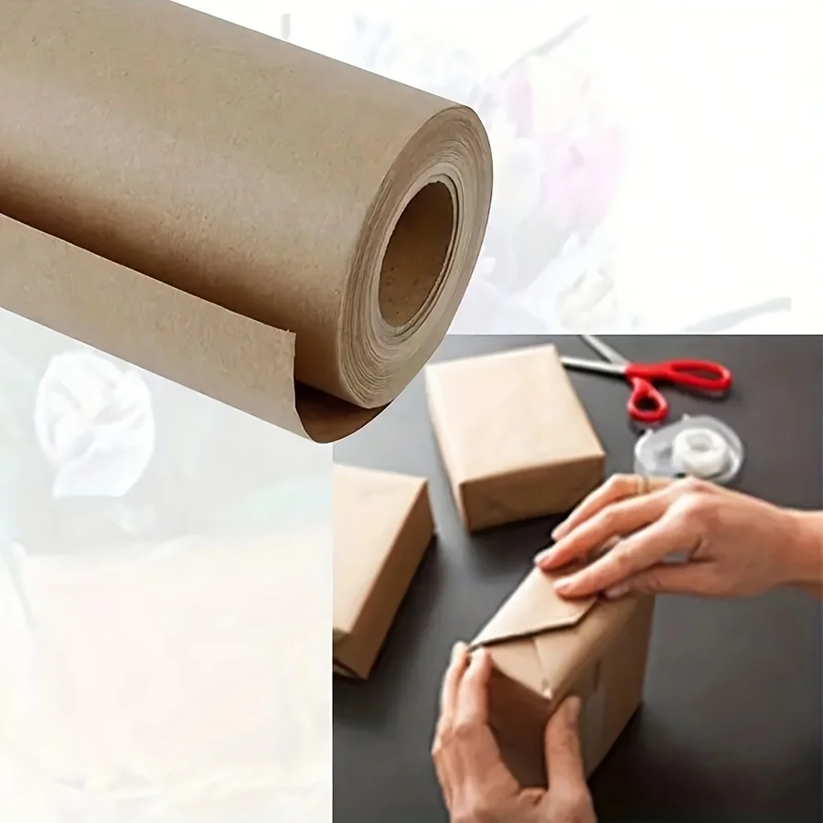 1 Roll Durable Brown Kraft Paper, 30cm X 30m DIY Gift Wrapping Paper, Thick Packaging, Mobile Packaging, Office Supplies