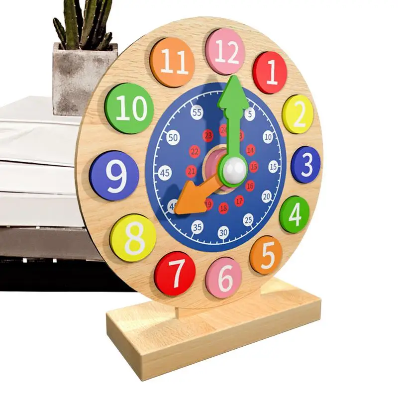 Kids Clock Learning Wooden Teaching Time Clock For Kids Color Sorting Colorful Telling Time Analog Clock Learning Clock For