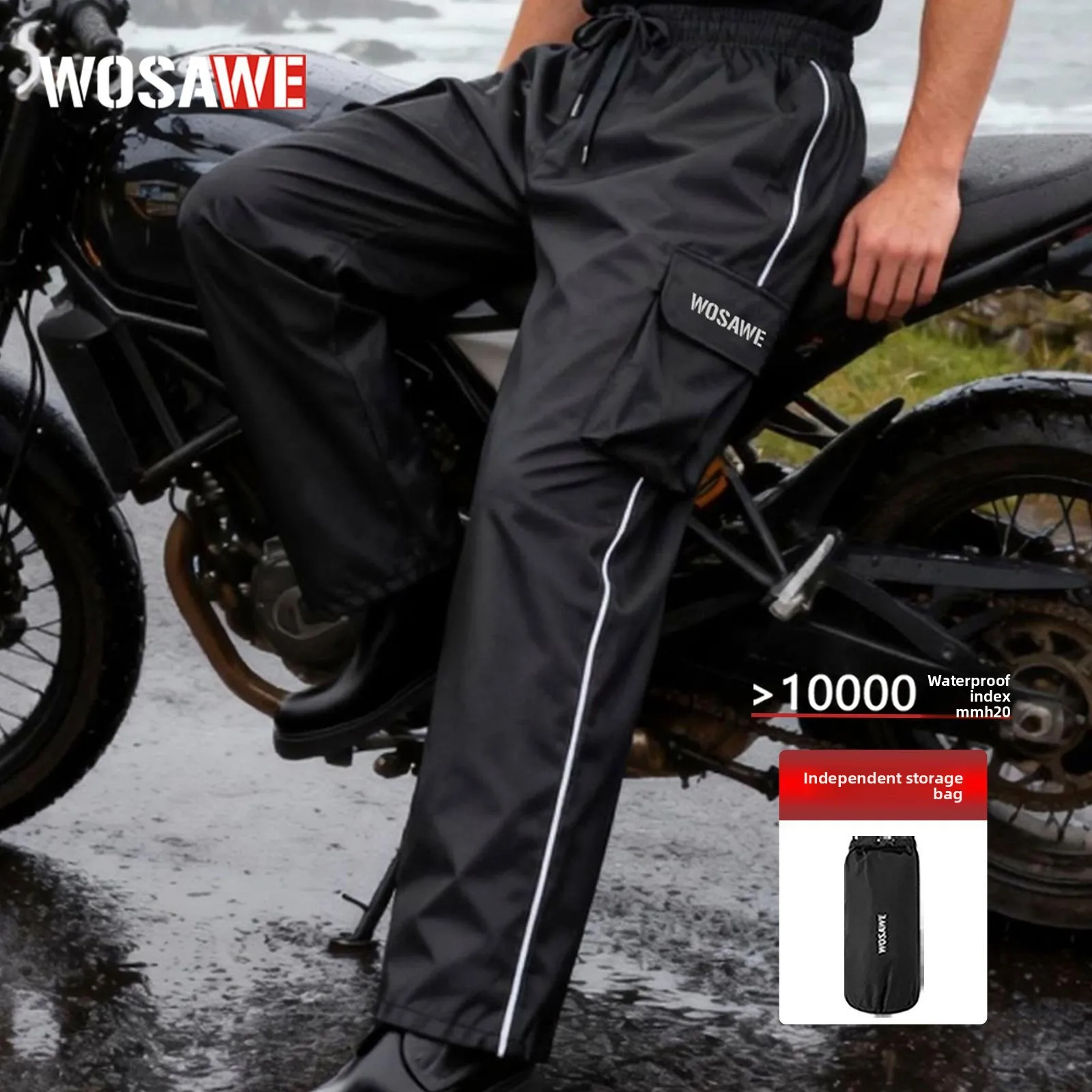 WOSAWE Hiking Rain Pants Outdoor Waterproof Pants Motorcycle Climbing Camping Cycling Sports Mountain Rain Trousers Shoe Covers