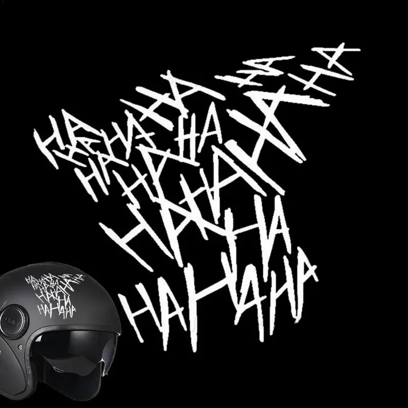 1pc For Hahaha Motorcycle Helmet Body Reflective Sticker English Cruel Personality Waterproof External Decorative Stickers Color