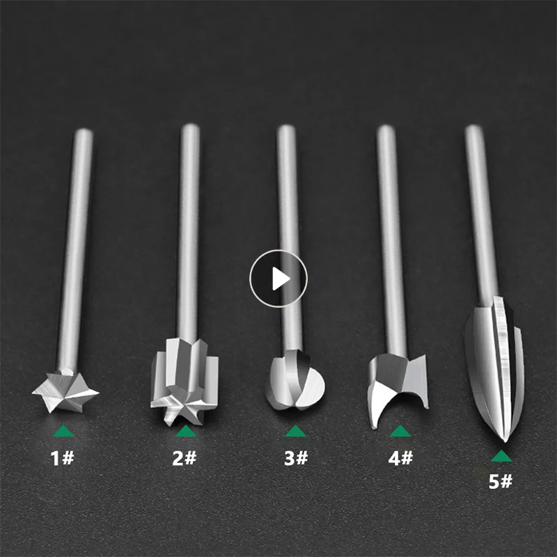 5pcs Woodworking Carving High-Speed Steel Drill Bits Wood Grinding Engraving Milling Cutter Tools Professional Hand Tool Set