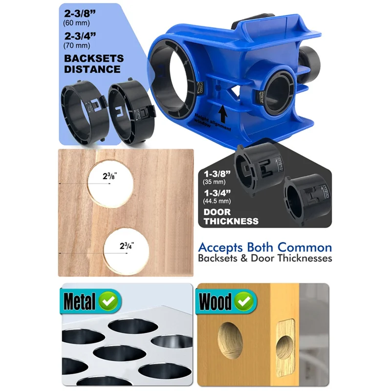 

ABAC-Door Lock Installation Kit Ball Lock Hole Opener Fit 1-3/8 Inch 1-3/4 Inch Door Thickness For Wood And Metal Doors