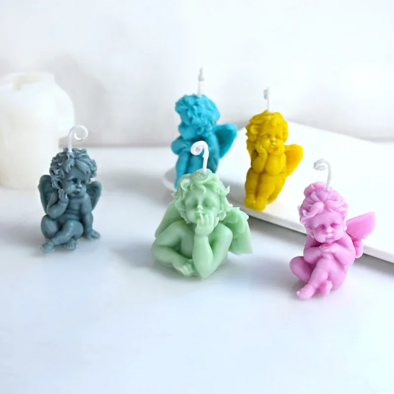 Different Styles Angel Silicone Candle Mold 3D Cute Angel Soap Aromatherapy Plaster Resin Crafts Molds Home Handmade Gift