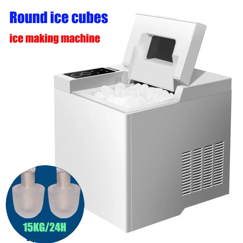 15KG/24H Electric Ice Cube Maker Bullet Cylindrical Home Ice Cube Making Machine Countertop Commercial Small Milk Tea Shop 220V