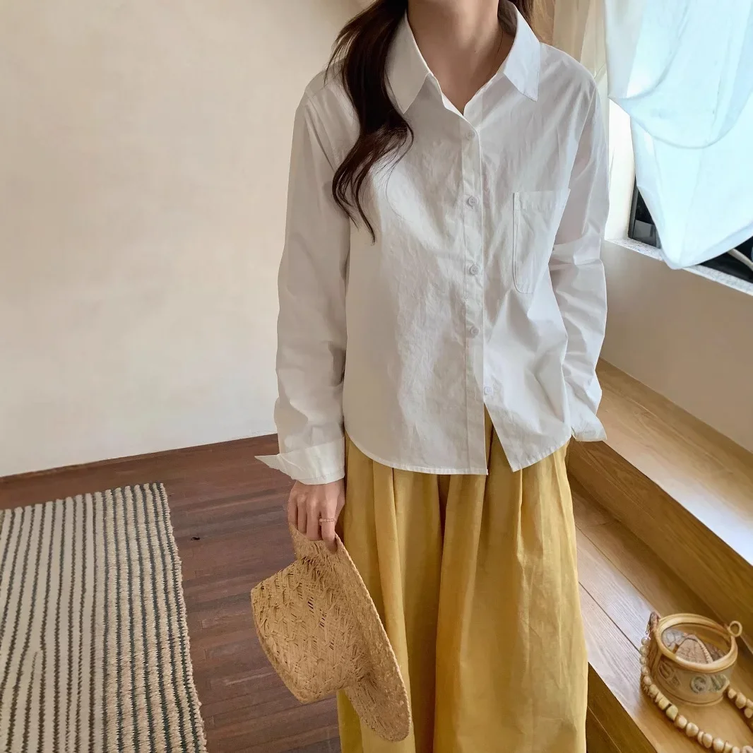 

Стильная свободная женская рубашка с длинным рукавом, новинка весны 2025, универсальный топ для многослойных образов