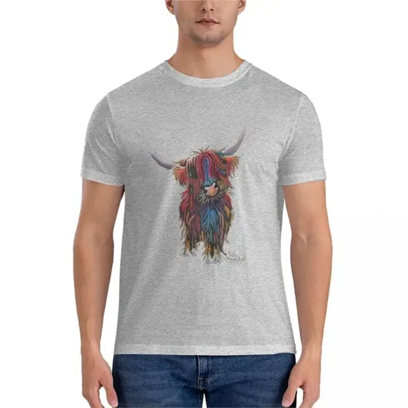 man brand t-shirt men cotton teeshirt Scottish Hairy Highland Cow ' BaBe ' by Shirley MacArthur Classic T-Shirt men clothing