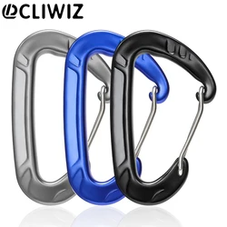 CLIWIZ Brand 12KN D Carabiner Key Aluminum Wire Gate Spring Clip Locking Backpack Hammock Camping Hiking Climbing Equipment