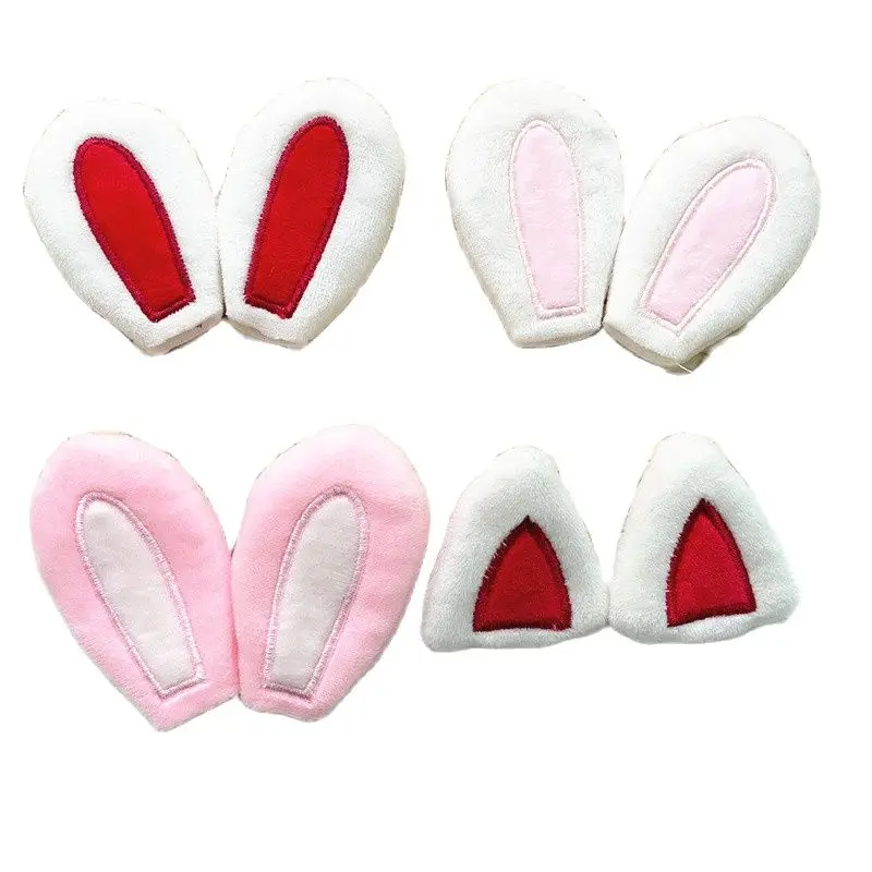 10PCS/Lot Cartoon Plush Furry Rabbit Ear Cat Ear Applique Crafts For DIY Hats Hairband Hair Clips Accessories Patches