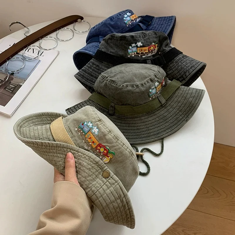Men's and Women's Distressed Washed Fisherman's Hats: Summer Sun Protection, Cowboy Hats, Outdoor Camping and Hiking Hats