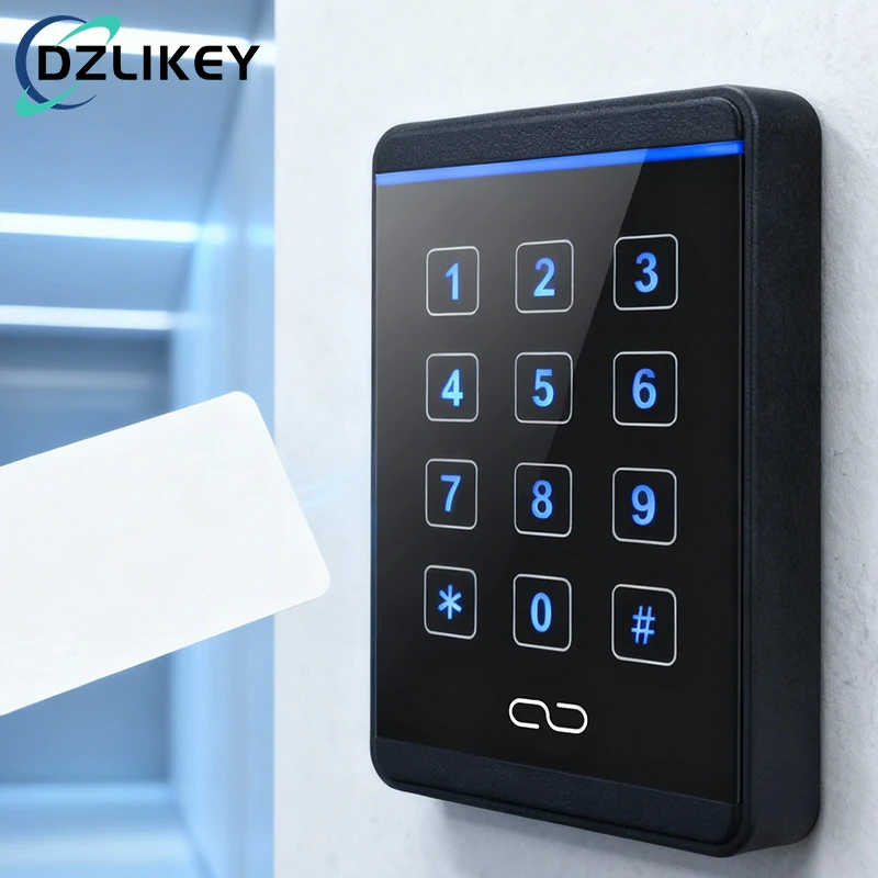 

Touchscreen Keypad NFC Access Control Reader: LED Backlight, Acrylic Panel, Waterproof Black, ID/IC Wiegand26/34 Card Swiper
