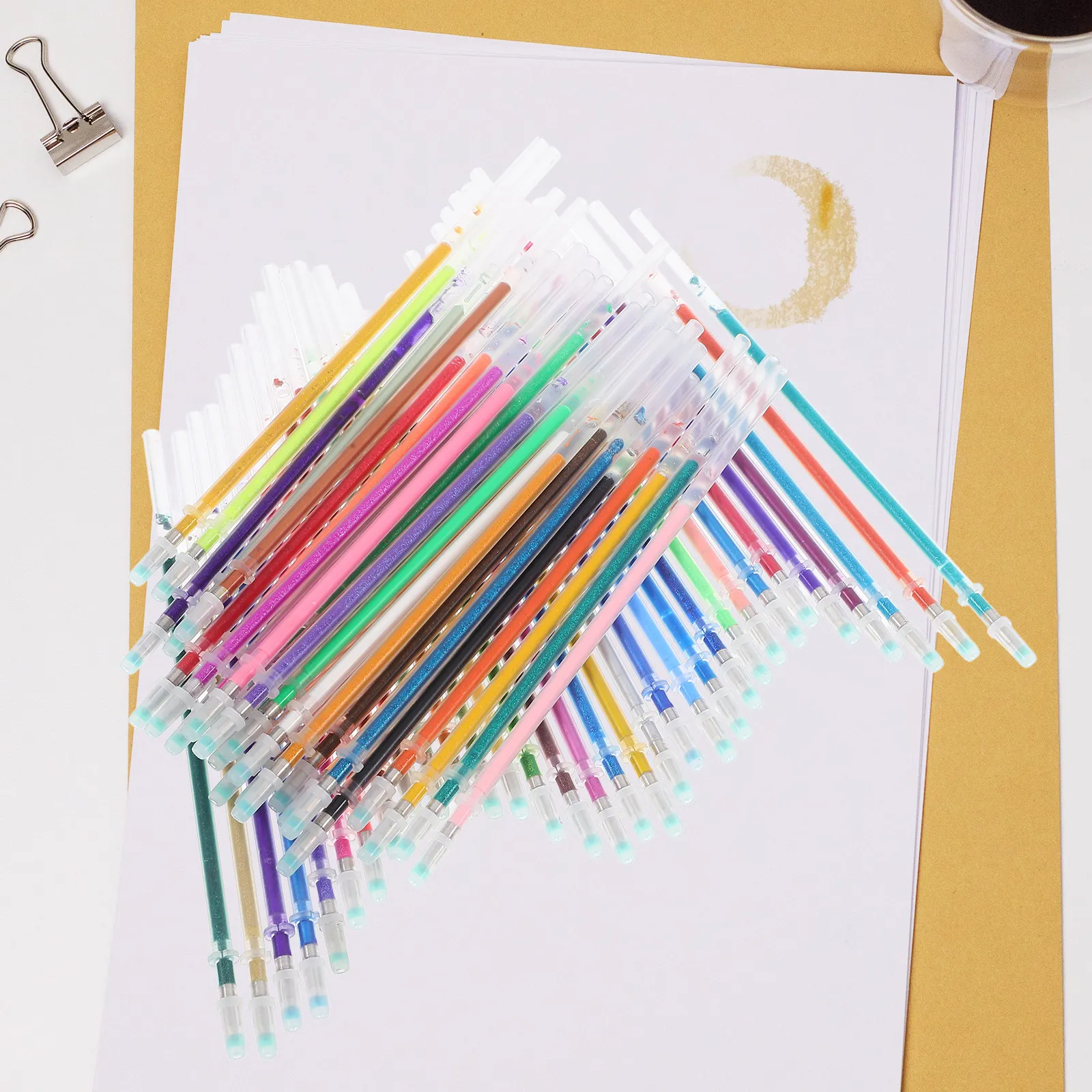 

60 шт. сменных стержней для гелевых ручек с цветными блестящими чернилами, тонкие наконечники для письма, рисования, раскрашивания, школьные и офисные принадлежности