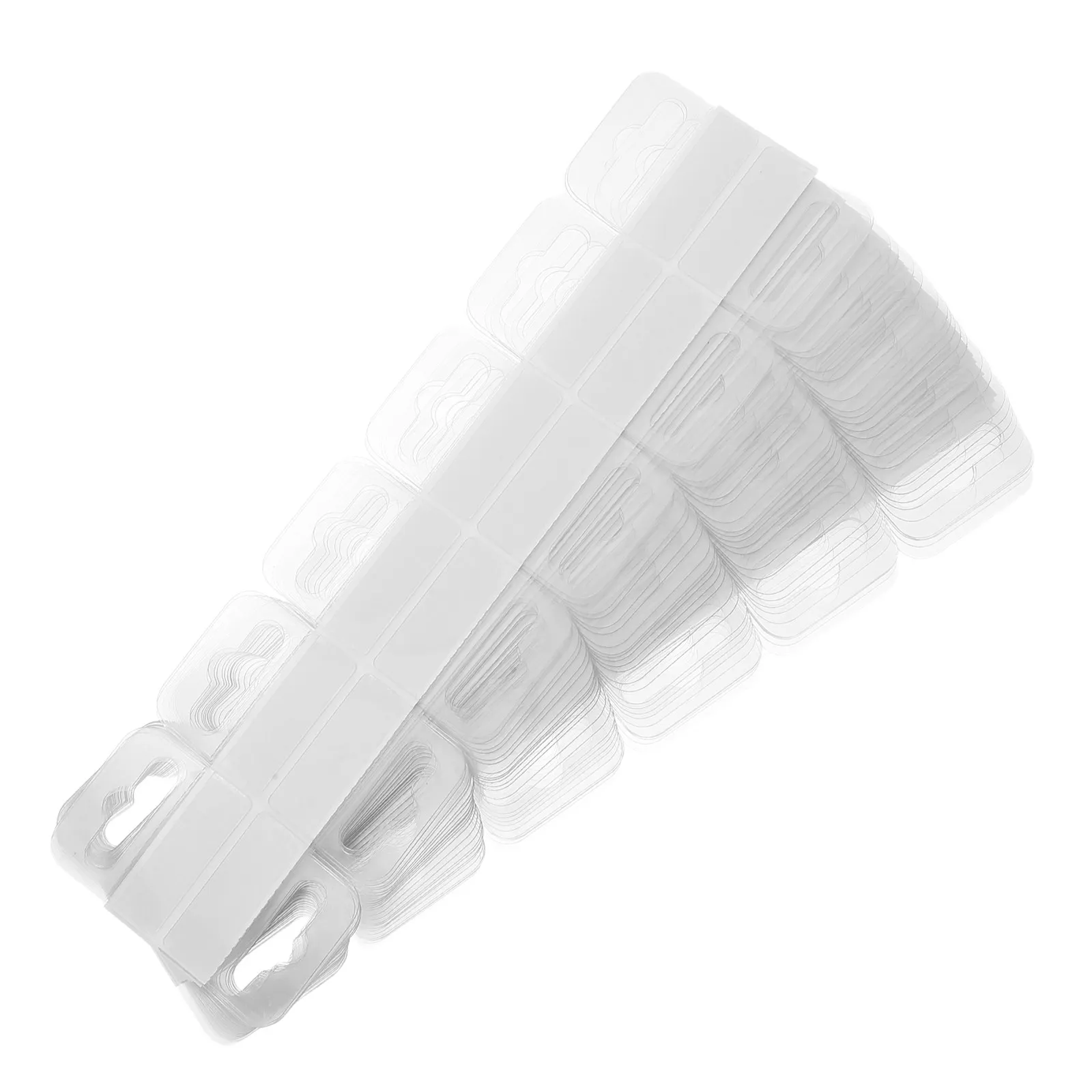 300pcs Clear Sticky Hang Tabs Plastic Label Hooks for Small Merchandise Display & Organization