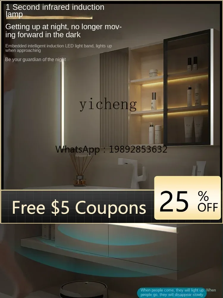 

Light Luxury Whole Washbin Bathroom Hand Washing Washbasin Simple Washstand Mirror Cabinet